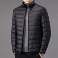 thumbnail image 1 of Men Ultra Light Packable Down Cotton Coat Jacket Solid Color Long Sleeve Top, 1 of 8