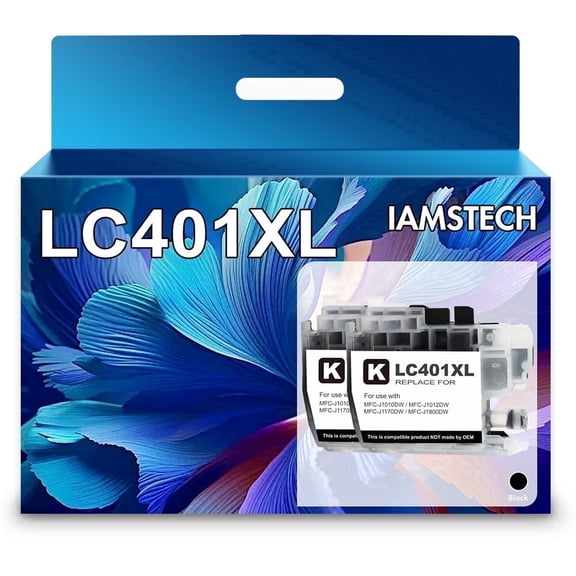 Compatible for Brother LC401XL LC401 Black Ink Cartridge High Yield use with MFC-J1010DW MFC-J1012DW MFC-J1170DW (2 Black)