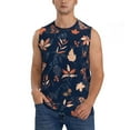 thumbnail image 2 of Lsque Autumn Leaves With Blue Print Men's Cotton Blend Sleeveless Muscle Shirts (S-3XL)- Moisture Wicking, Odor Protection, UPF 30+,3X-Large, 2 of 8