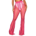 thumbnail image 4 of Kmbangi Femmes Évider Mesh Beach Pants Voir à Travers Fishnet Cover-up Pantalon Bikini Bas Rave Beachwear, 4 of 9