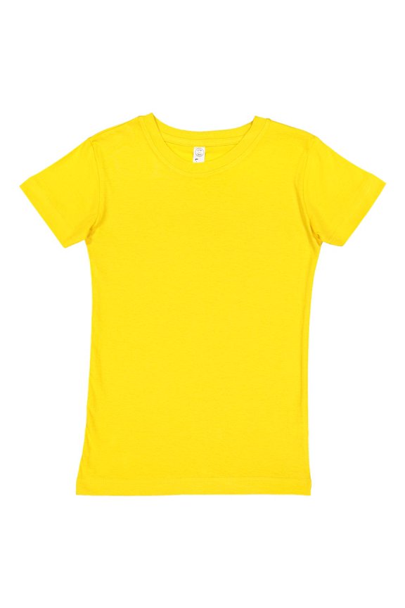 LAT Sportswear 2616 Girls Fine Jersey Longer Length T-Shirt- Yellow - Small