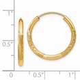 thumbnail image 3 of 14K Yellow Gold 2mm Satin Diamond Cut Endless Hoop Earrings, 3 of 3