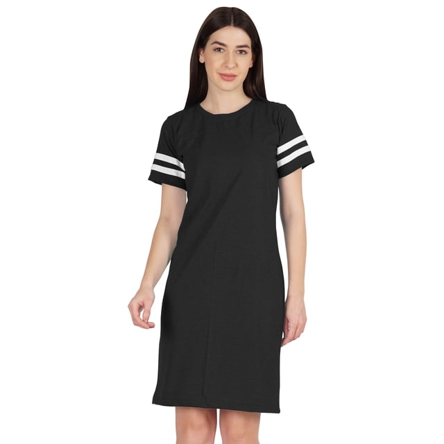Inkmeso Robe T-Shirt Sportive à Col Rond pour Femmes à Rayures à Manches Courtes d'Été Décontractée Tee - TP-2TG