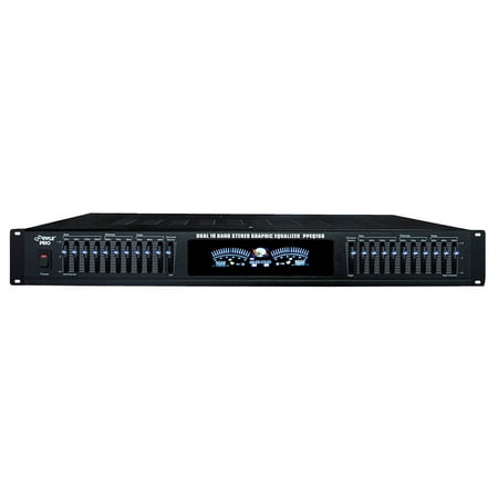 Pyle 19Inch Rack Mount Dual 10 Band Stereo Graphic Equalizer