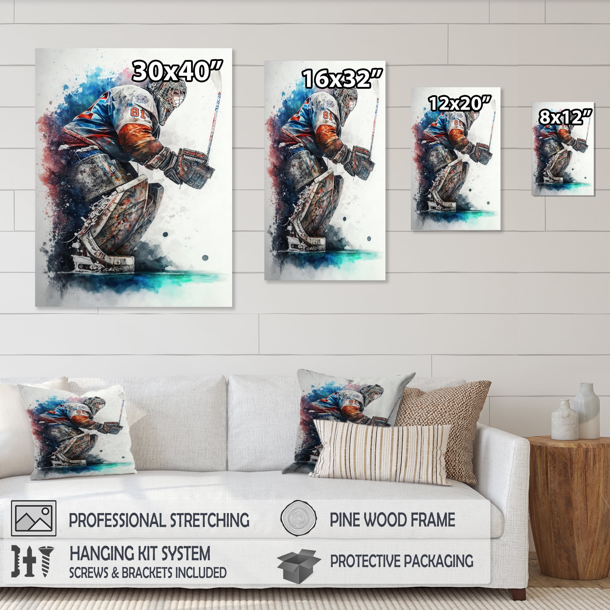 Designart Hockey Goalie On Ice During Play IV Canvas Wall Art