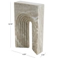 thumbnail image 3 of 6" x 11" Beige Marble Rectangular Geometric Sculpture with Arched Groove Interior, by DecMode, 3 of 9