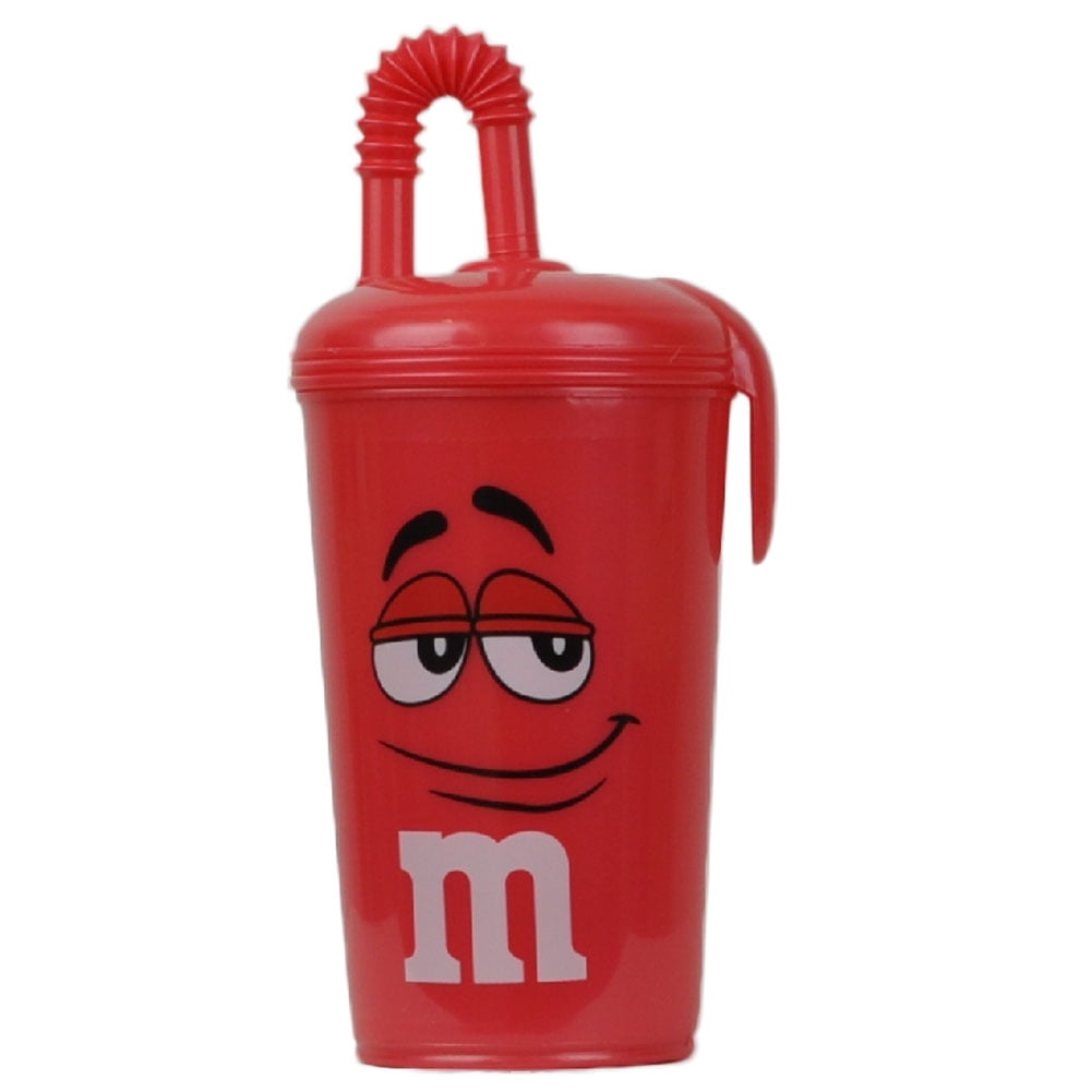 M&M Ms Green Character Face Tumbler Straw Cup Plastic Candy Chocolate Sip n Go 