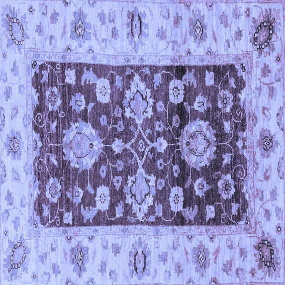 Ahgly Company Machine Washable Indoor Square Oriental Blue Traditional Area Rugs, 5' Square