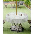thumbnail image 3 of Aqua Boho Outdoor Tablecloth - 60 Inch Round Dining Table Cover, Vintage Floral Contemporary Art Waterproof Outdoor Table Cloth with Umbrella Hole & Zipper for Picnic/Patio/Party, 3 of 5