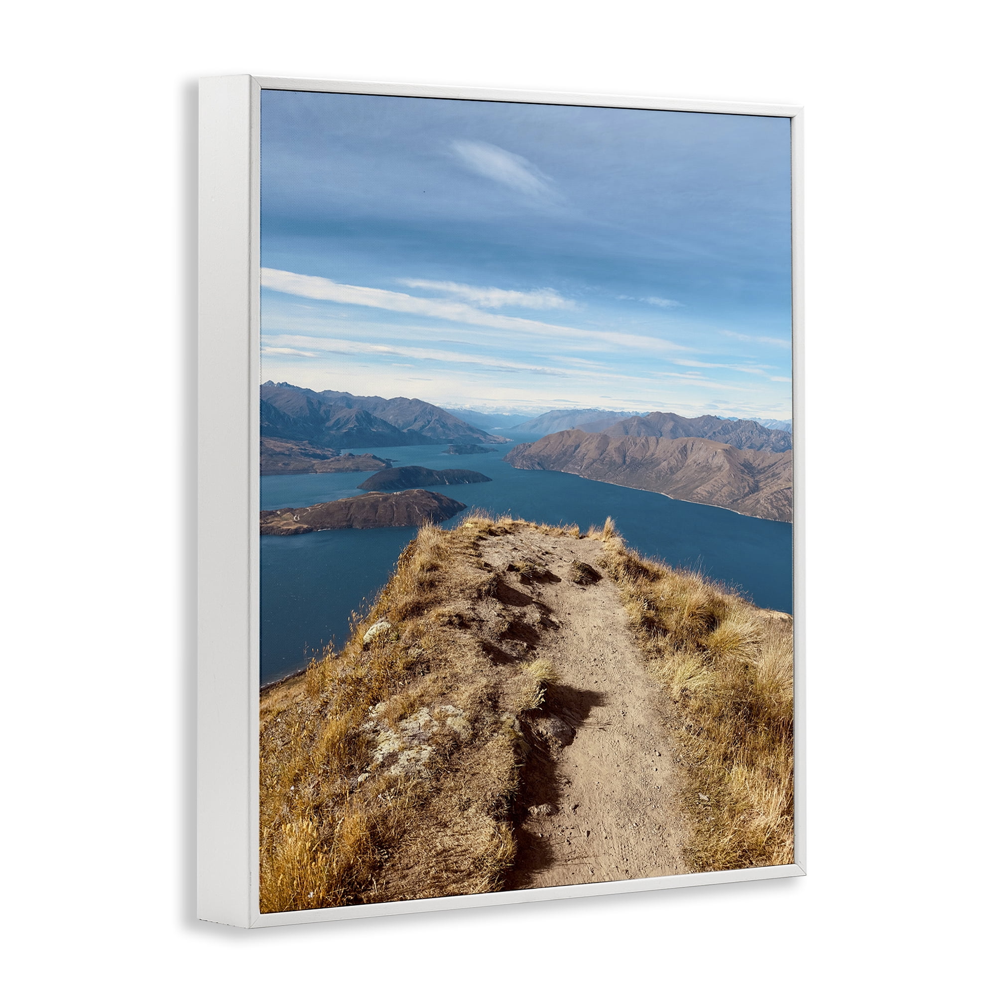 Stupell Industries Cliffs over Blue Sea Landscape Photography White Framed Art Print Wall Art, 11 x 14