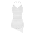 thumbnail image 4 of XUNZOO Justaucorps de Danse Latine pour Femmes Robe Sans Manches à Franges Rumba Samba Danse de Salon Blanc L, 4 of 7