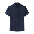 thumbnail image 2 of Abbraccia China Clothes Tang Shirt Short Sleeves Fashionable Wear Uniform Kung Fu Clothing Blue, 2 of 8