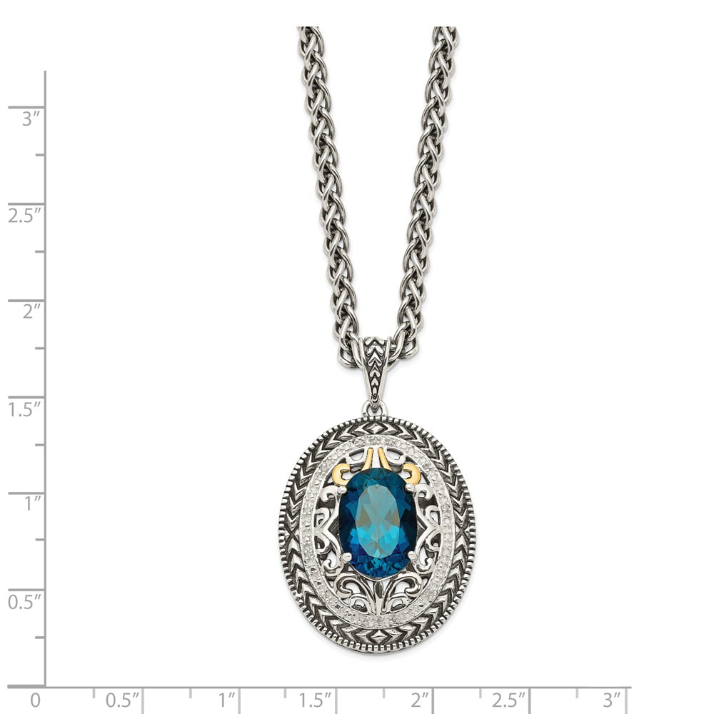 Solid 925 Sterling Silver 14k Yellow Gold London Blue Topaz Pendant  Necklace Charm Chain (.07 cttw.) - Walmart.com