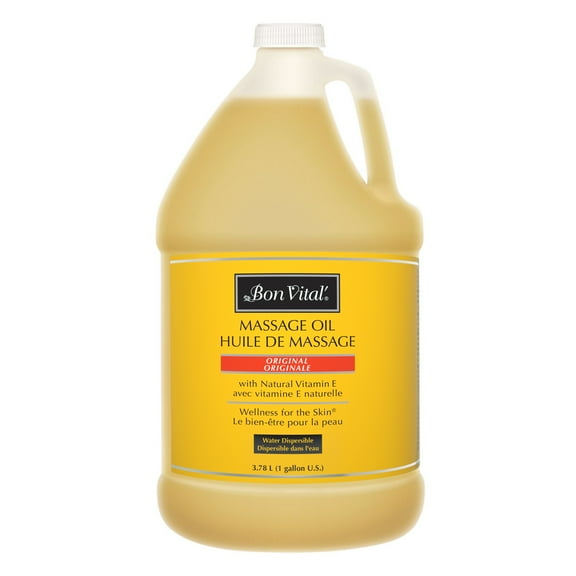 Bon Vital' Original Massage Oil, 1 Gallon Unscented Professional Massage Oil with Natural Oils & Vitamins, Water-Dispersible, No Nut Oils, Smooth Glide for All Massage Modalities