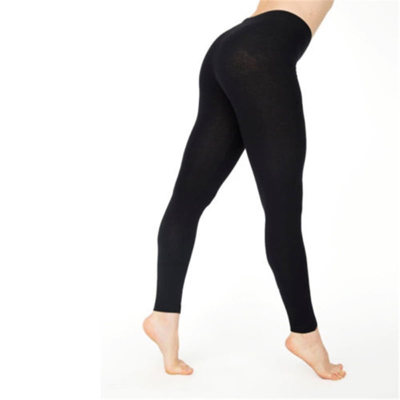 Women Cotton White Black Solid Color Stretchy Pants Casual Yoga Leggings Skinny 
