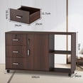 thumbnail image 2 of Archivero Organizador Grande, 3 Cajones y 1 Gabinete y 2 Estantes de Almacenamiento Abiertos, Mueble para Impresora Engrosado con Llave y Ruedas, Archivero Tamaño para Oficio, Marrón, 2 of 4