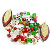 Jesse James Beads Glass and Metal Holiday Bead Mix in Mountain Mistletoe, Green