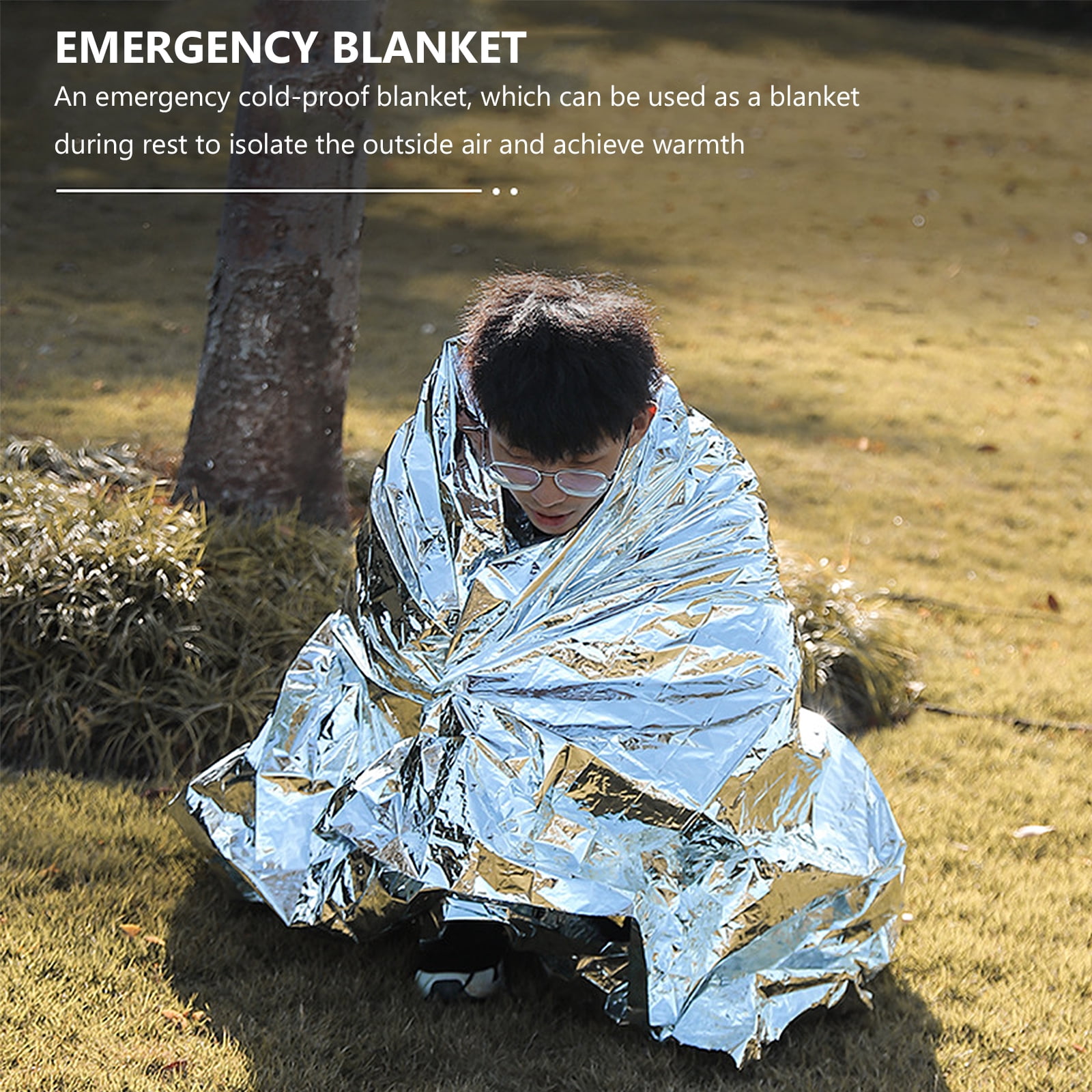 WASHWEPE Camping Blankets for Cold Weather Insulation Blanket Silver 1Pack 83X51X0.3in