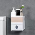 thumbnail image 3 of Soporte dispensador de pañuelos autoadhesivo de pared de doble capa para el hogar, 3 of 8