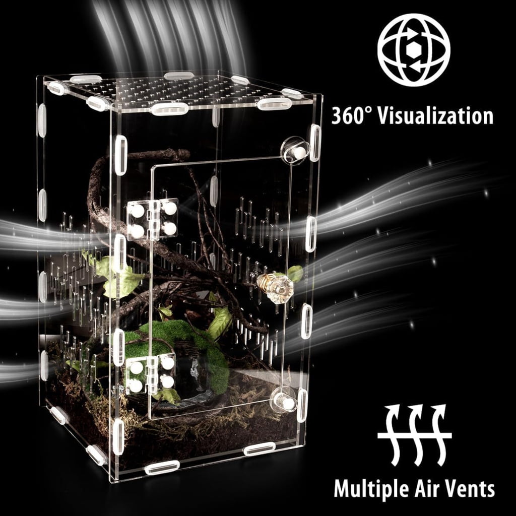 Ventilated Acrylic Habitat Box with Clear Observation Easy Assembly Reptiles Terrariums for Jumping Spiders Snake Geckoe