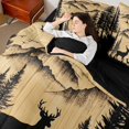 thumbnail image 3 of Castle Fairy Jungle Deer 7-Piece Twin Bedding,Rustic Cabin Bedding Comforter Set,Tan Black Cream,Black Reversible, 3 of 7
