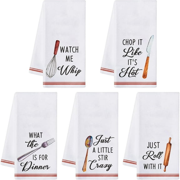 A house of tools 5Pcs Kitchen Dish Towel Funny Cookware Kitchen Dishcloth Absorbent Utensils Themed Cleaning Dishcloth Bar Hand Towel Gift for Baking Lover Mom Women Housewarming New Home