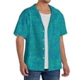 thumbnail image 4 of Honeii 's Blue Green Glitter for men's short-sleeved button-up collared shirt featuring a pocket, perfect for beach vacations, and travel adventures., 4 of 5