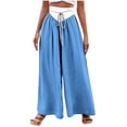 thumbnail image 1 of ameIAEA High Wiasted Palazzo Pants for Women Wide Leg Drawstring Trousers Flowy Beach Pants, 1 of 4