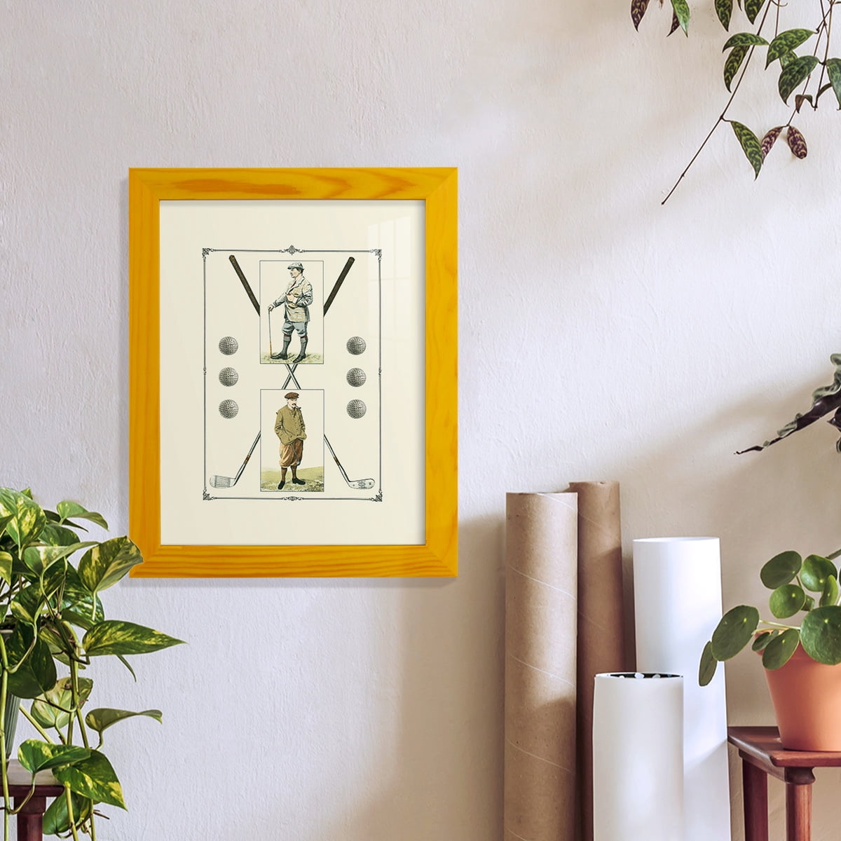 Golfers: John Henry & R. Maxwell -Framed Print w/glass-Sunflower Yellow