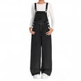 thumbnail image 2 of Mercatoo Girls Denim Bib Overalls Sleeveless Wide Leg Jumpsuit with Pockets Adjustable Straps Overall Teen Kids 𝐕intage Jean 𝐃ungarees, 2 of 5