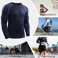 thumbnail image 2 of Men Compression Shirts 3 PCS Elastic Quick Dry Base Layer O-Neck Long Sleeve Sport T-Shirt, 2 of 7