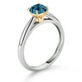 thumbnail image 3 of Gem Stone King 0.66 Ct Cushion London Blue Topaz 10K White and Yellow Gold Engagement Ring (Size 8), 3 of 4
