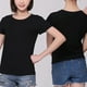 thumbnail image 4 of Camiseta de manga corta de algodón, blusa negra holgada informal de moda con cuello redondo para trabajo de oficina, 4 of 8