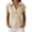 Beige, variant on Women's V Neck Lapel Short Sleeve Button Down Shirt - Relaxed Fit Cotton Linen Blend Blouse, Lightweight Summer Top for Casual and Smart Casual Wear
