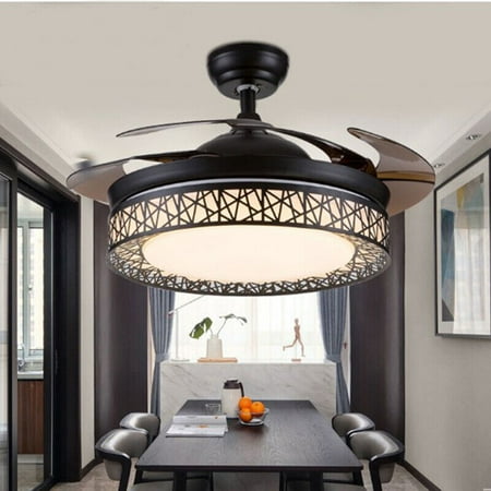 

Fichiouy 42 LED Modern Ceiling Fan Light Chandelier Fandelier Retractable Blade with Remote