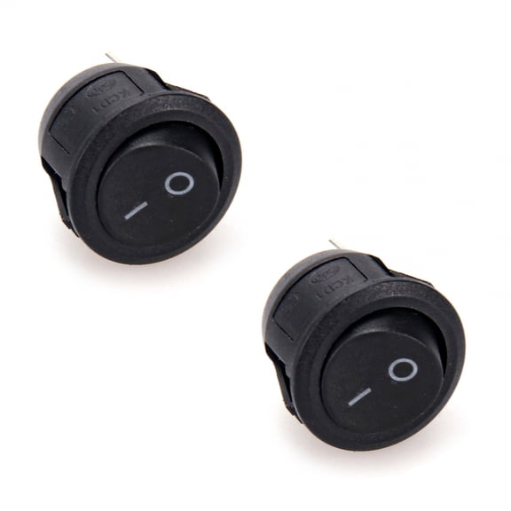 2x Circle Rocker Switch Black on/off SPST Circular DC 12V 5A Round Car/Boat/RV
