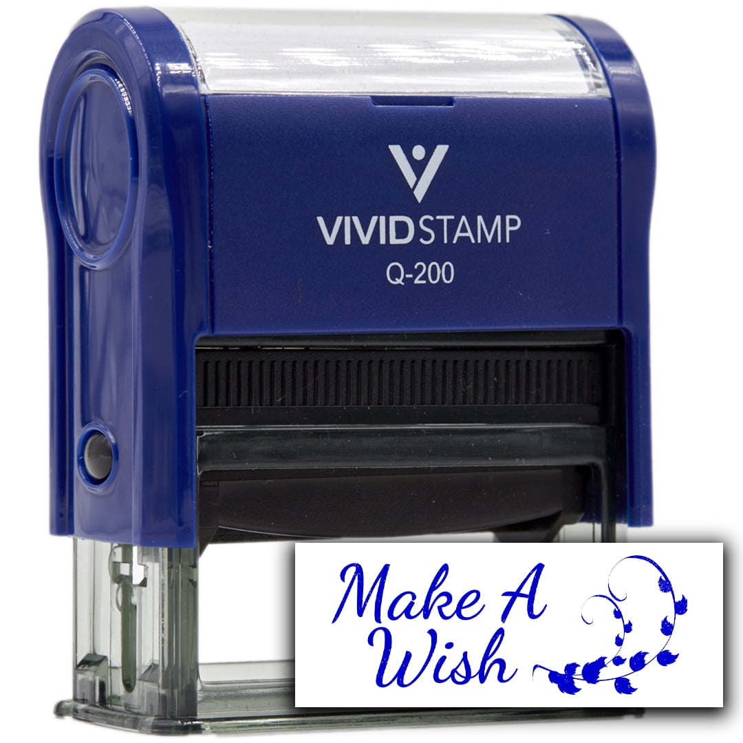 (3 pack) All Quality Make A Wish Self-Inking Rubber Stamp Self-Inking Rubber Stamp | Family & Friends | Novelty Homely Stamps (Blue Ink) - Q-300