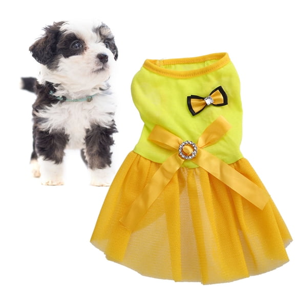 MEIBUTYUP Pet Dress Dog Tutu Dress Yellow Comfortable Breathable for Small Breeds