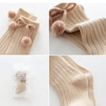 thumbnail image 3 of Haitryli Baby Girls Knee High Socks Cotton Infants Stockings with Pompom School Uniform Leggings Khaki 12-24 Months, 3 of 7