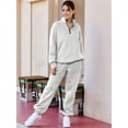 thumbnail image 5 of Women'S 2 Piece Outfits Lounge Sets Long Sleeve Half Zip Pullover and Baggy Sweatpants with Pockets Grey XL, 5 of 8