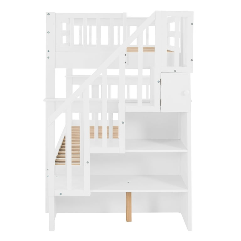 Harper & Bright Designs Stairway Twin Over Twin Bunk Bed with