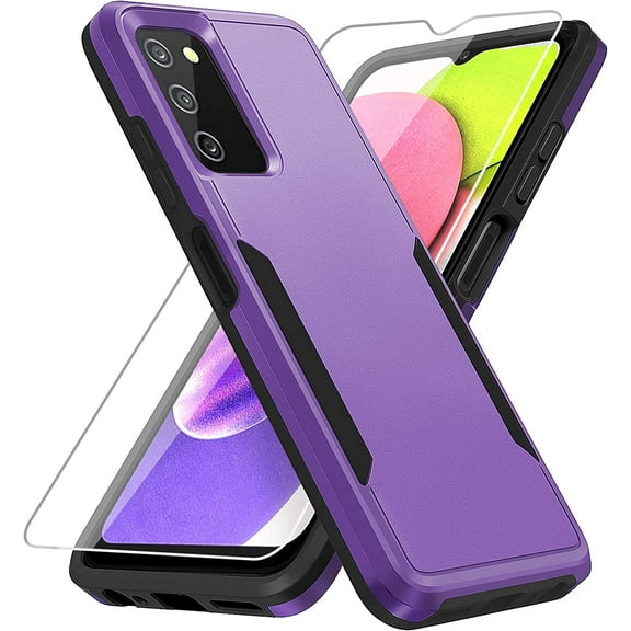 Samsung A03S Phone Case, Samsung A03S Case with Screen Protector [Military Grade Drop Tested] Heavy-Duty Tough Rugged Shockproof Protective Case  Galaxy A03S, Purple