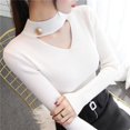 thumbnail image 2 of Spring Autumn New Hollow Out Slim Knitting Pullovers Long Sleeve Solid All-match Sweaters Temperament Elegant Women Clothing, 2 of 5
