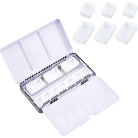 Empty Watercolor Tins Box with 12pcs Half Pans 8pcs Full Pans Watercolor Paint Palette Watercolor Tin Box with Lid Empty Watercolor Pans