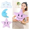 thumbnail image 4 of POINTERTECK Dame Filles Femmes Lune Étoile Nuage Forme Émoticône Courte Peluche Jeter Oreiller, 4 of 7