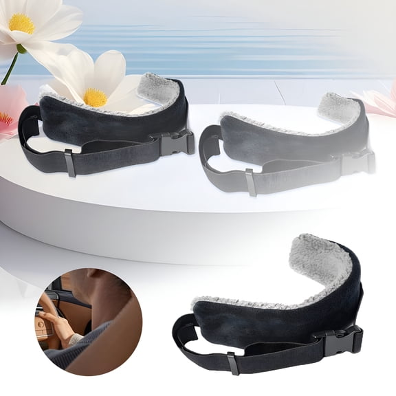 XIBUFE Adjustable Travel Neck Support Strap, Portable Head Resting Band for Airplanes & Cars, Compact Velvet Head Bobbing Pillow Alternative