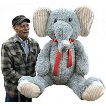 Giant Stuffed Elephant - Large 4-Foot Extra-Soft Jumbo Plush Animal - 50 Inches / 127 Centimeters - Huge-Sized Gigantic Animals - Oversized Elephants - Hug This Full-Size Pet Pachyderm - Big Plush