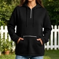 thumbnail image 2 of Josdec Women's Half Zip Hoodie Long Sleeve Drawstring Hood Zipper Decor Kangaroo Pocket Loose Drop Shoulder Solid Pullover Sweatshirt S-XXL, 2 of 7
