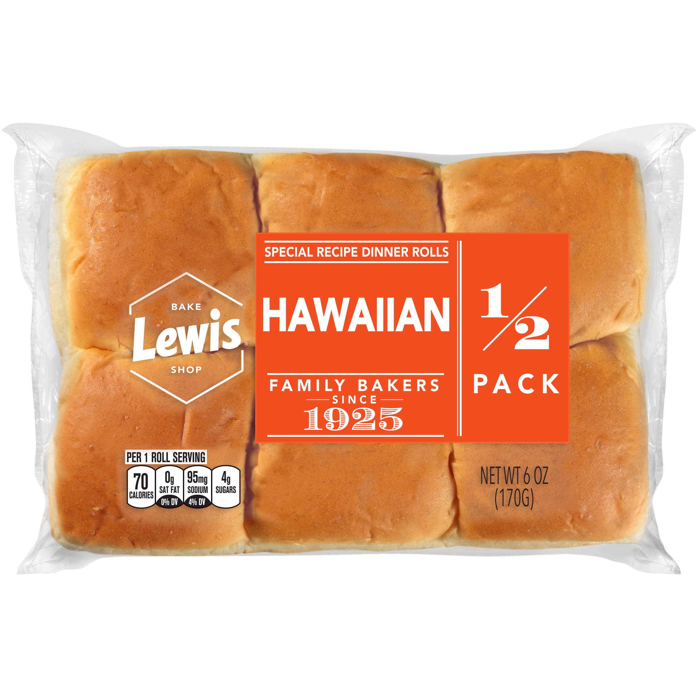Lewis Bake Shop Hawaiian Dinner Rolls, 6 oz, 6 Count