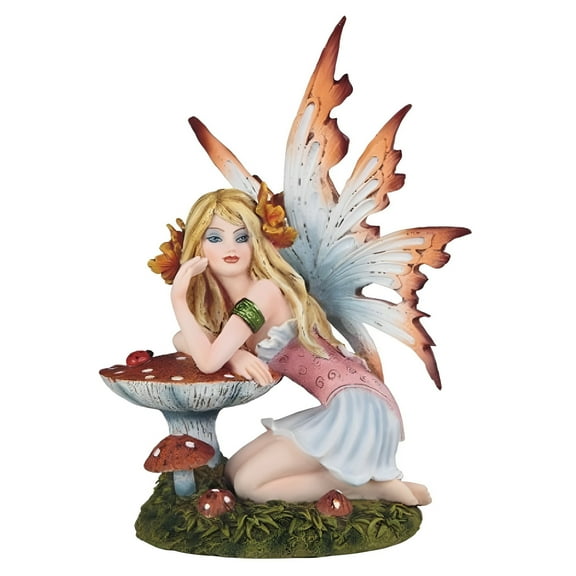 FC Design 6.5"H Fairy Leaning on Mushroom Figurine Statue Sculpture Ornament Decoration Home/Room Decor and Unique Gift Ideas for Housewarming, Holidays and Birthdays